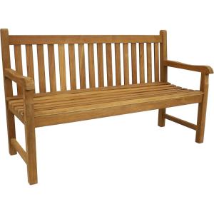Sunnydaze 2-Person Outdoor Bench for Front Porch or Park – Wooden Teak Patio Garden Bench with Backrest – 675 lb Weight Capacity – Crossback(Mission)