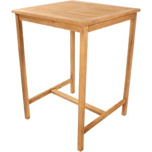 Sunnydaze 2-Person Solid Teak Wood Square Patio Bar Table – for Indoor or Outdoor Use – 31″ Square x 43.5″ H