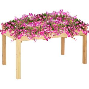 Sunnydaze 48.5-Inch Wood Raised Garden Bed – Outdoor Rectangular Elevated Planter Box with 2 Drainage Holes