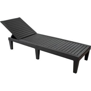 Sunnydaze 5-Position Outdoor Adjustable Chaise Lounge Chair – UV- and Weather-Resistant Polypropylene Resin – Wood-Look Design – Black – Set of 2(1)
