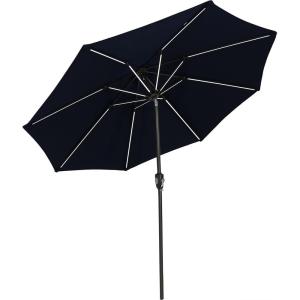 Sunnydaze 9-Foot Sunbrella Tilting Patio Umbrella with Solar LED Light Bars – Pacific Blue(Navy Blue)