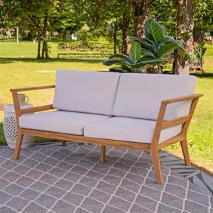 Sunnydaze Acacia Outdoor Loveseat for Patio – Bodie Patio Loveseat Sofa – 2-Seater Outdoor Sofa for Balcony – Porch Couch with Cushions