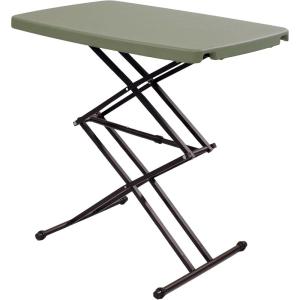 Sunnydaze Adjustable Height Utility Table – Rectangle Folding Table with Collapsible Legs and Plastic Top – Indoor or Outdoor Use – Gray – 29.5″ H