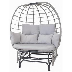 Sunnydaze Double Outdoor Egg Chair with Legs – 2-Seat Glider Rocking Egg Chair with Cushions and Pillows – Gray