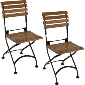 Sunnydaze European Chestnut Wooden Folding Dining Chair – for Indoor or Outdoor Use – Set of 2(2)