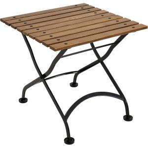 Sunnydaze European Chestnut Wooden Folding Outdoor Adirondack End Table – Square Side Table for Patio with Steel Frame – Brown(Brown)