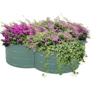 Sunnydaze Galvanized Raised Garden Bed – Metal Raised Bed for Gardening – Outdoor Planter Box for Flowers, Plants, and Vegetables – Green – 12” H Clover