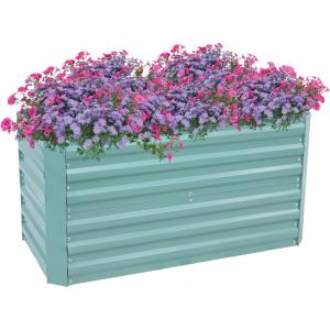 Sunnydaze Galvanized Raised Garden Bed – Metal Raised Bed for Gardening – Outdoor Planter Box for Flowers, Plants, and Vegetables – Green – 47″ W x 23″ D x 24″ H Rectangle
