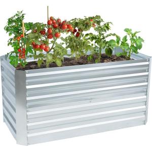 Sunnydaze Galvanized Raised Garden Bed – Metal Raised Bed for Gardening – Outdoor Planter Box for Flowers, Plants, and Vegetables – Silver – 47″ W x 23″ D x 24″ H Rectangle