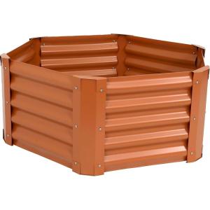 Sunnydaze Galvanized Raised Garden Bed Outdoor – Metal Planter Box for Gardening Vegetables and Plants – 16.25″ H Hexagon – Brown