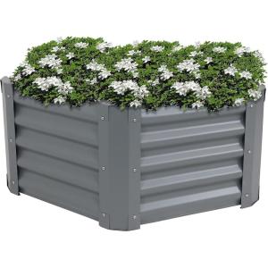 Sunnydaze Galvanized Raised Garden Bed Outdoor – Metal Planter Box for Gardening Vegetables and Plants – 16.25″ H Hexagon – Gray