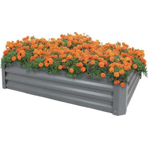Sunnydaze Galvanized Raised Garden Bed Outdoor – Metal Planter Box for Gardening Vegetables and Plants – 16″ H Hexagon – Silver(Gray)