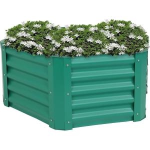 Sunnydaze Galvanized Raised Garden Bed Outdoor – Metal Planter Box for Gardening Vegetables and Plants – 16″ H Hexagon – Silver(Green)