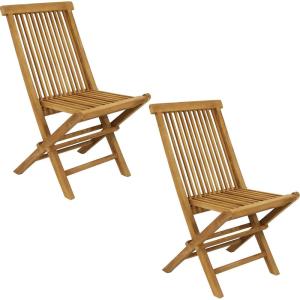 Sunnydaze Hyannis Solid Teak Wood Folding Chairs – Outdoor Wooden Patio Chairs – Foldable – Light Wood Stain Finished – Set of 2(2)