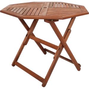 Sunnydaze Meranti Wood Octagon Outdoor Folding Table – Teak Oil Finish – 35.5-Inch