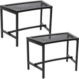 Sunnydaze Mesh Outdoor Curved Bench – Metal Patio Bench Set – Heavy-Duty Outdoor Seats for Backyard or Fire Pit – Black – Set of 4(2)