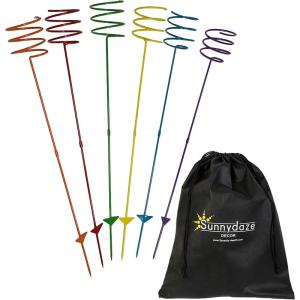 Sunnydaze Outdoor Cup Holders for Yard – Heavy-Duty Outdoor Drink Holder Stakes – Set of 6 – Multicolored(Rainbow)