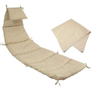 Sunnydaze Outdoor Hanging Lounge Chair Replacement Cushion and Floating Umbrella Fabric Only – Curved Swing Chair Cushion Replacement – Teal(Beige)