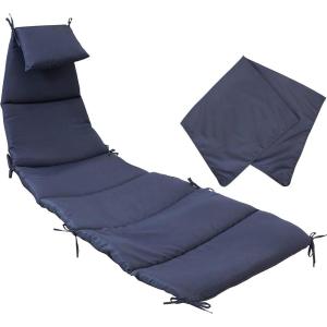 Sunnydaze Outdoor Hanging Lounge Chair Replacement Cushion and Floating Umbrella Fabric Only – Curved Swing Chair Cushion Replacement – Teal(Navy Blue)