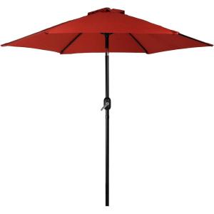 Sunnydaze Outdoor Patio Umbrella – Polyester Table Market Umbrella with Push-Button Tilt and Crank – 8 Sturdy Ribs – Catalina Beach Stripe – 9ft(Burnt Orange)