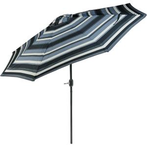 Sunnydaze Outdoor Patio Umbrella – Polyester Table Market Umbrella with Push-Button Tilt and Crank – 8 Sturdy Ribs – Catalina Beach Stripe – 9ft(Catalina Beach Stripe)