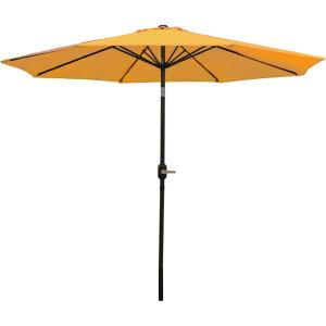 Sunnydaze Outdoor Patio Umbrella – Polyester Table Market Umbrella with Push-Button Tilt and Crank – 8 Sturdy Ribs – Catalina Beach Stripe – 9ft(Gold)