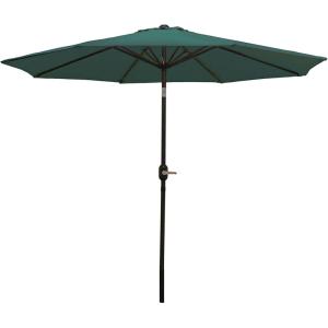 Sunnydaze Outdoor Patio Umbrella – Polyester Table Market Umbrella with Push-Button Tilt and Crank – 8 Sturdy Ribs – Catalina Beach Stripe – 9ft(Green)