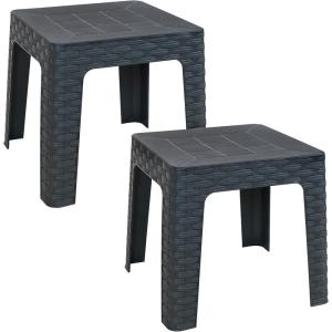 Sunnydaze Outdoor Side Table for Backyard or Front Porch – Plastic Adirondack Square End Table for Patio or Poolside – Gray – Set of 4(2)