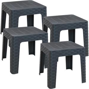 Sunnydaze Outdoor Side Table for Backyard or Front Porch – Plastic Adirondack Square End Table for Patio or Poolside – Gray – Set of 4(4)