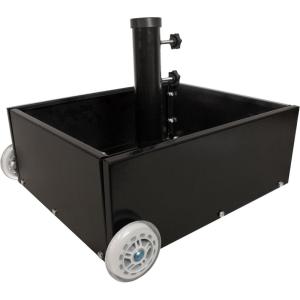 Sunnydaze Outdoor Umbrella Base with Wheels – Patio Umbrella Stand Planter for Patio Umbrellas with 2″ Diameter Poles – 100 lb Capacity – Black(Black)