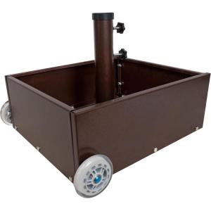 Sunnydaze Outdoor Umbrella Base with Wheels – Patio Umbrella Stand Planter for Patio Umbrellas with 2″ Diameter Poles – 100 lb Capacity – Black(Bronze)