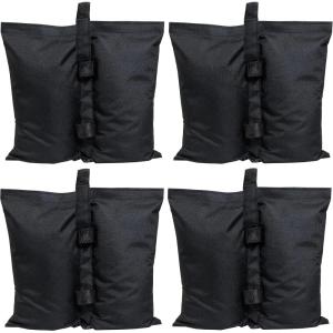 Sunnydaze Polyester Sandbag Canopy Weights – Fillable Canopy Anchors – Easy to Attach – Set of 4 – Black