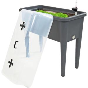 Sunnydaze Self-Watering Raised Garden Bed with Cover – Includes Water Tube – Polypropylene Construction – Gray