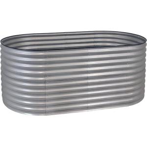 Sunnydaze Stackable Galvalume Steel Raised Garden Bed – 79″ Oval Silver