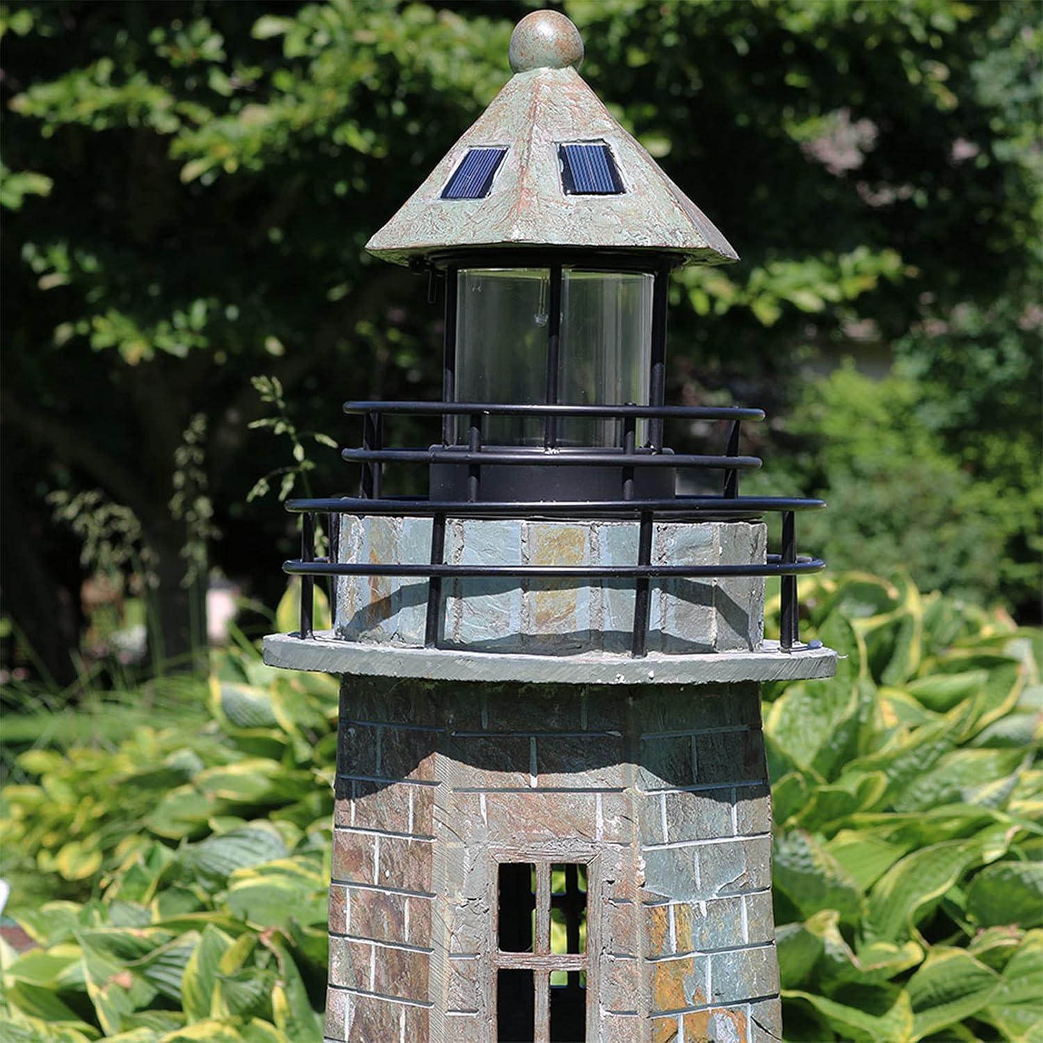imageSunnydaze 35Inch Solar Decorative Lighthouse Garden Statue LED Light