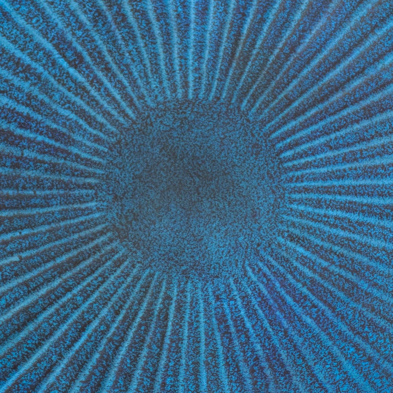 imageSunnydaze Art Deco Sunburst Metal Bird Bath with UVResistant Finish Cast Aluminum Blue Patina 14Inch
