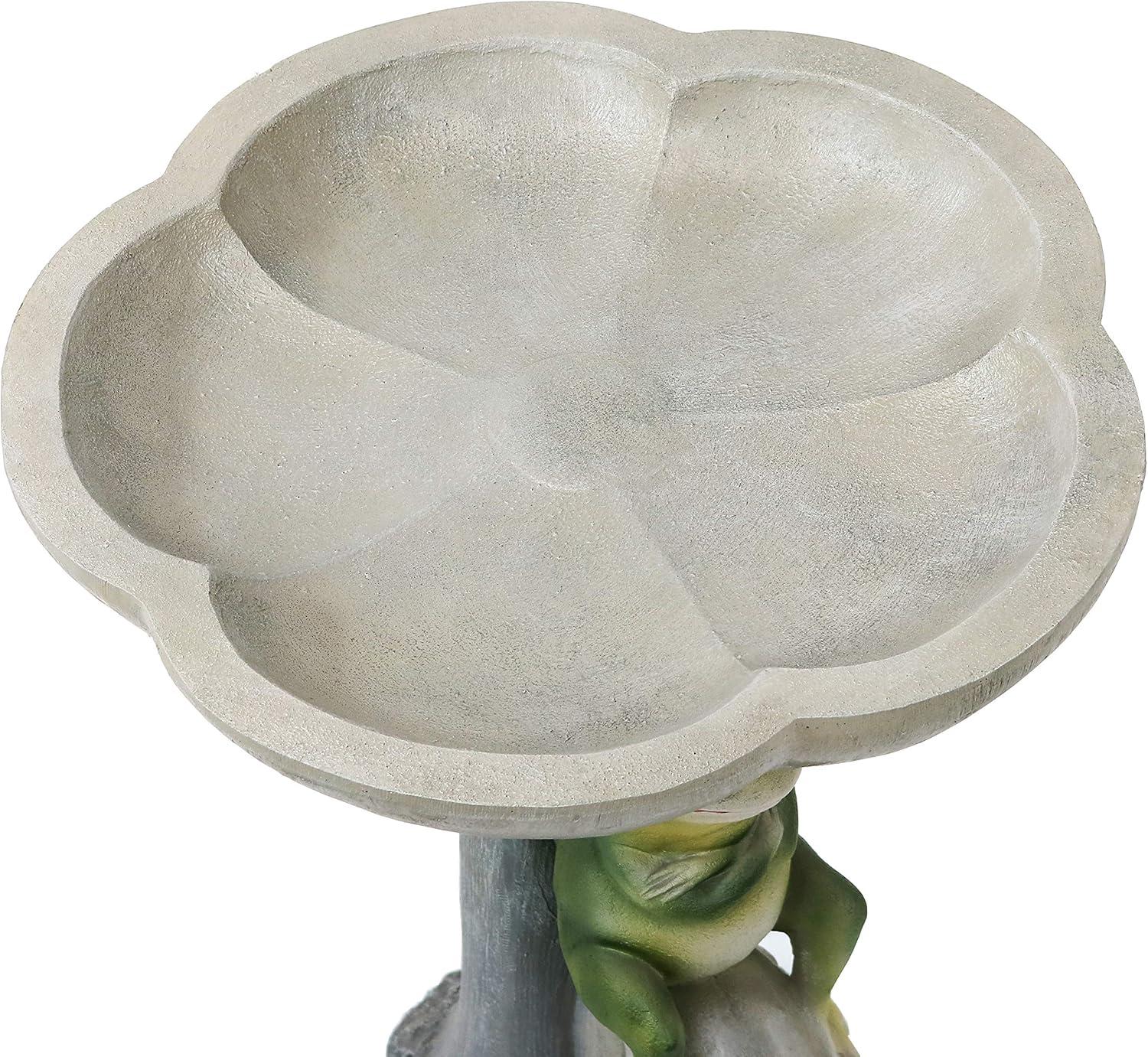 imageSunnydaze Brooding Frog on a Stone 22quot H Polyresin Outdoor Bird Bath for Garden