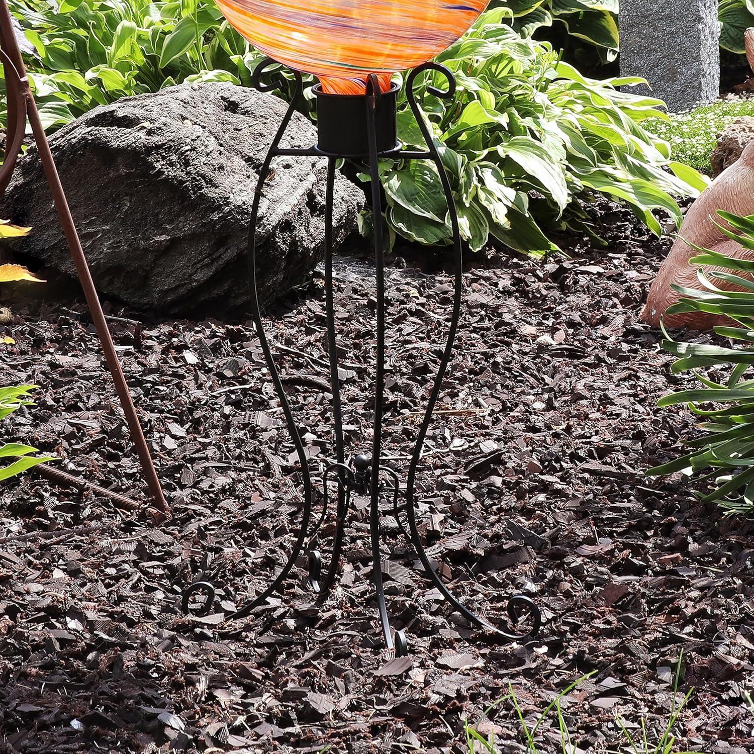 imageSunnydaze Graceful Curved Outdoor Gazing Globe Stand Metal Garden Globe Stand for 8quot to 12quot Gazing Balls Black 1825quot H