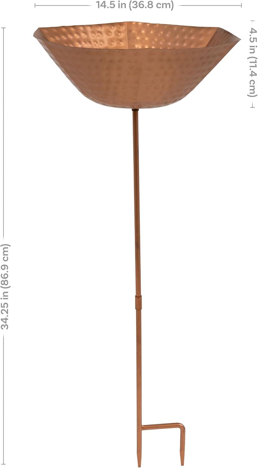 imageSunnydaze Hammered Copper Bird Bath for Outside with Stake UVResistant Finish 3425quot H