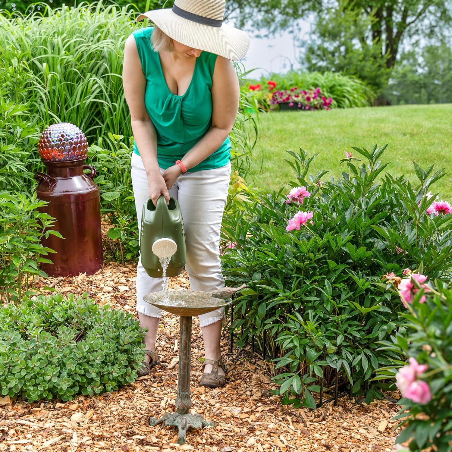 imageSunnydaze Ivy and Sage Cast Aluminum Metal Bird Bath with UVResistant Finish Rustic Patina 1225quot