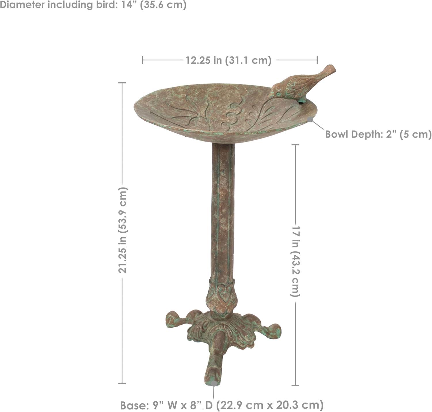 imageSunnydaze Ivy and Sage Cast Aluminum Metal Bird Bath with UVResistant Finish Rustic Patina 1225quot