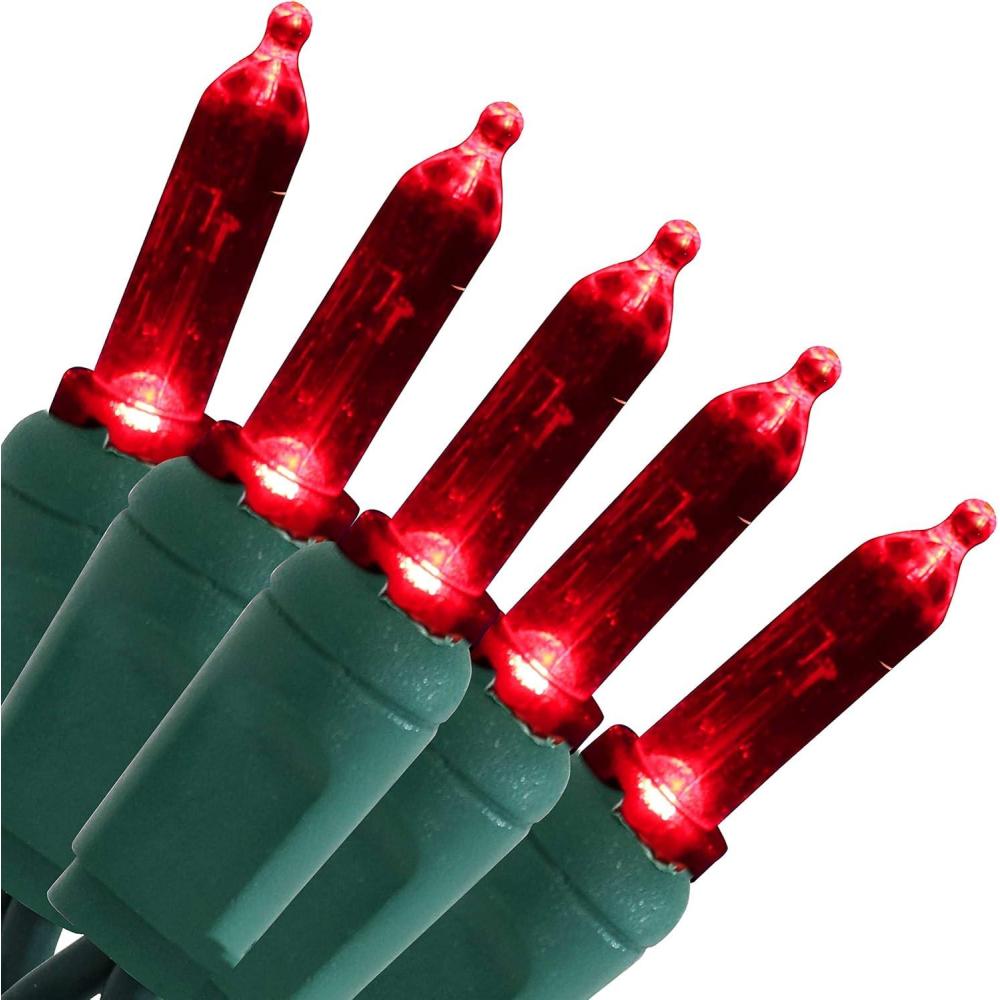 imageSunnydaze 70LED Outdoor Christmas Lights Indoor or Outdoor String Lights 23Foot Lighted Length M6 Smooth Style Bulbs RedRed