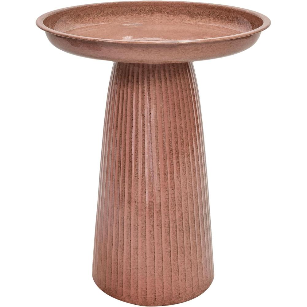 imageSunnydaze Gleeful Garden Metal Bird Bath for Outdoors Large Decorative Iron Birdbath 23Inch Green GlazeCanyon Clay