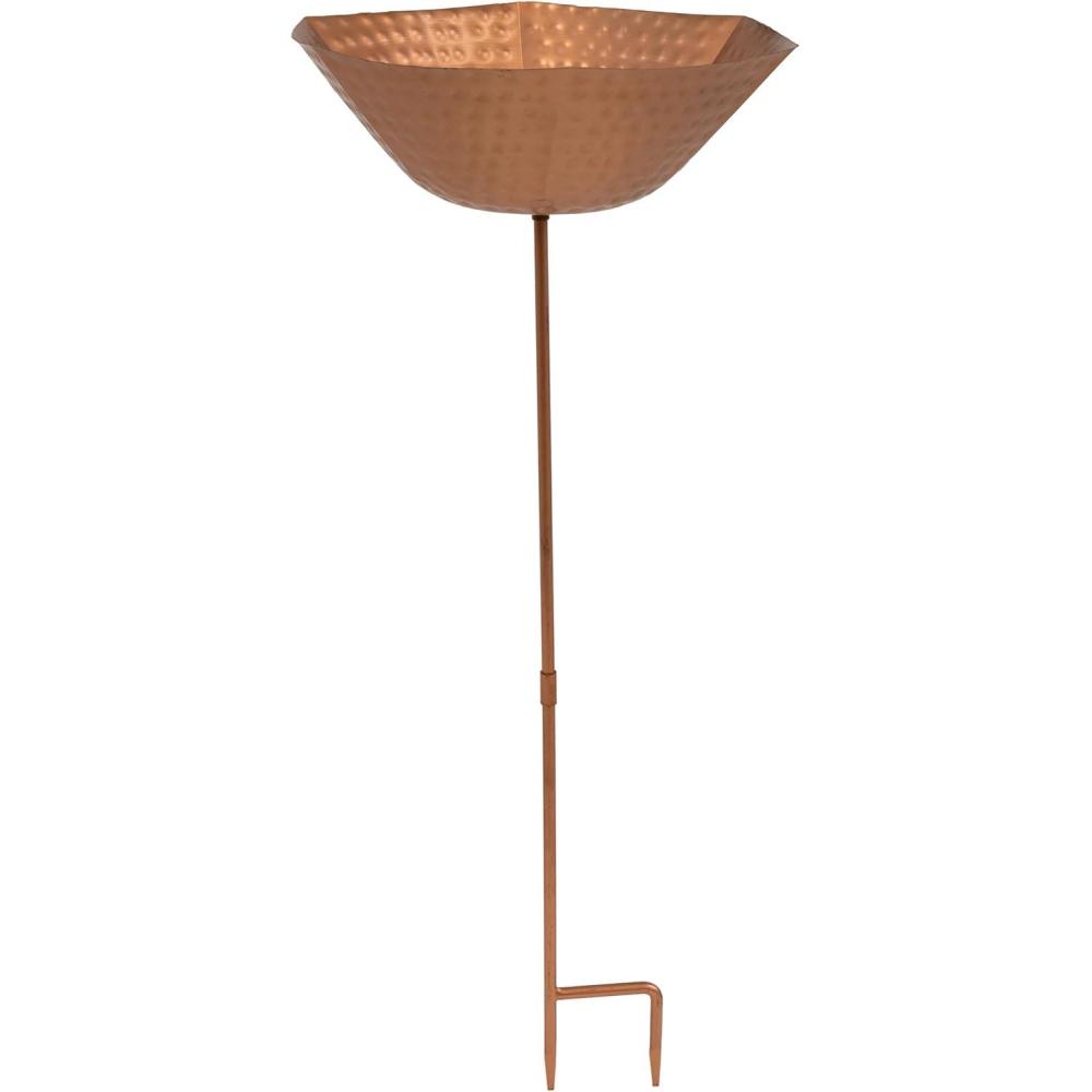 imageSunnydaze Hammered Copper Bird Bath for Outside with Stake  UVResistant Finish  3425quot H