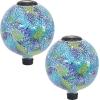 Sunnydaze 10 inch Solar Gazing Ball for Garden – Glass Outdoor Gazing Globe – Midsummer Dahlias – Set of 2(Azul Terra)