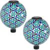 Sunnydaze 10 inch Solar Gazing Ball for Garden – Glass Outdoor Gazing Globe – Midsummer Dahlias – Set of 2(Cool Blooms)