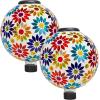 Sunnydaze 10 inch Solar Gazing Ball for Garden – Glass Outdoor Gazing Globe – Midsummer Dahlias – Set of 2(Midsummer Dahlias)