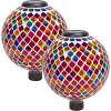 Sunnydaze 10 inch Solar Gazing Ball for Garden – Glass Outdoor Gazing Globe – Midsummer Dahlias – Set of 2(Summer Trellis)