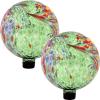 Sunnydaze 10-Inch Gazing Ball for Garden – Glass Gazing Globe for Outside – Garden Orb Yard Decor – Bright Summer Burst – Set of 2(Green Artistic)