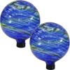 Sunnydaze 10-Inch Gazing Ball for Garden – Glass Gazing Globe for Outside – Garden Orb Yard Decor – Bright Summer Burst – Set of 2(Northern Lights)